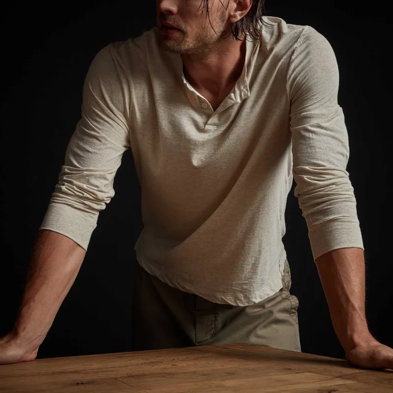 High Twist Recycled Jersey Henley - Heather Natural sold by James Perse