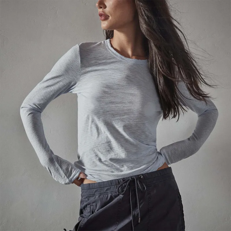 Sheer Slub Long Sleeve Crew - Powder Blue sold by James Perse