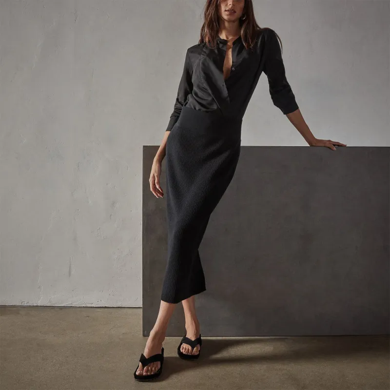 Recycled Cashmere Tube Skirt - Black sold by James Perse