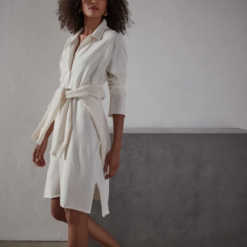 High Twist Jersey Relaxed Polo Dress - Everest White Pigment sold by James Perse