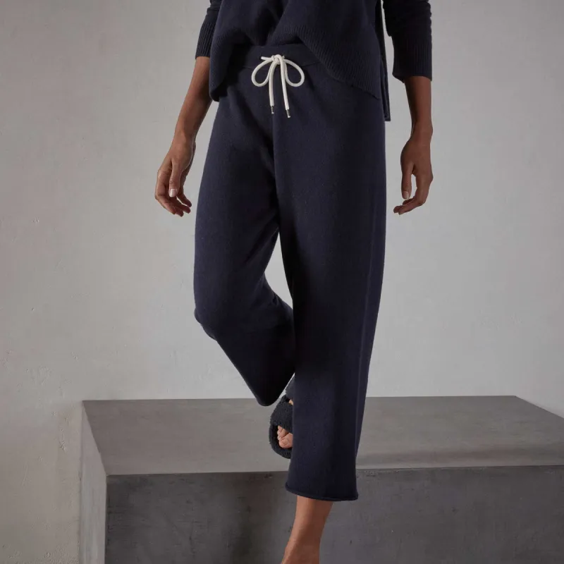 Recycled Cashmere Cropped Sweat Pant - Navy Blue sold by James Perse