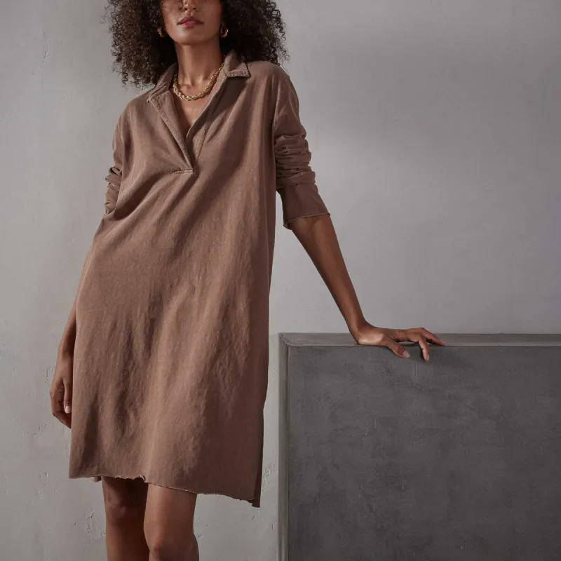 High Twist Jersey Relaxed Polo Dress - Malt Pigment sold by James Perse