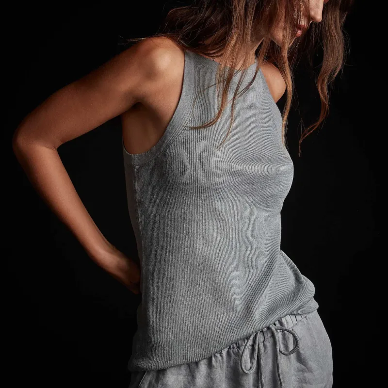 Stretch Linen Rib Cut Away Tank - Breeze sold by James Perse
