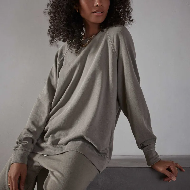 Vintage French Terry Relaxed Sweatshirt - Fume Pigment sold by James Perse