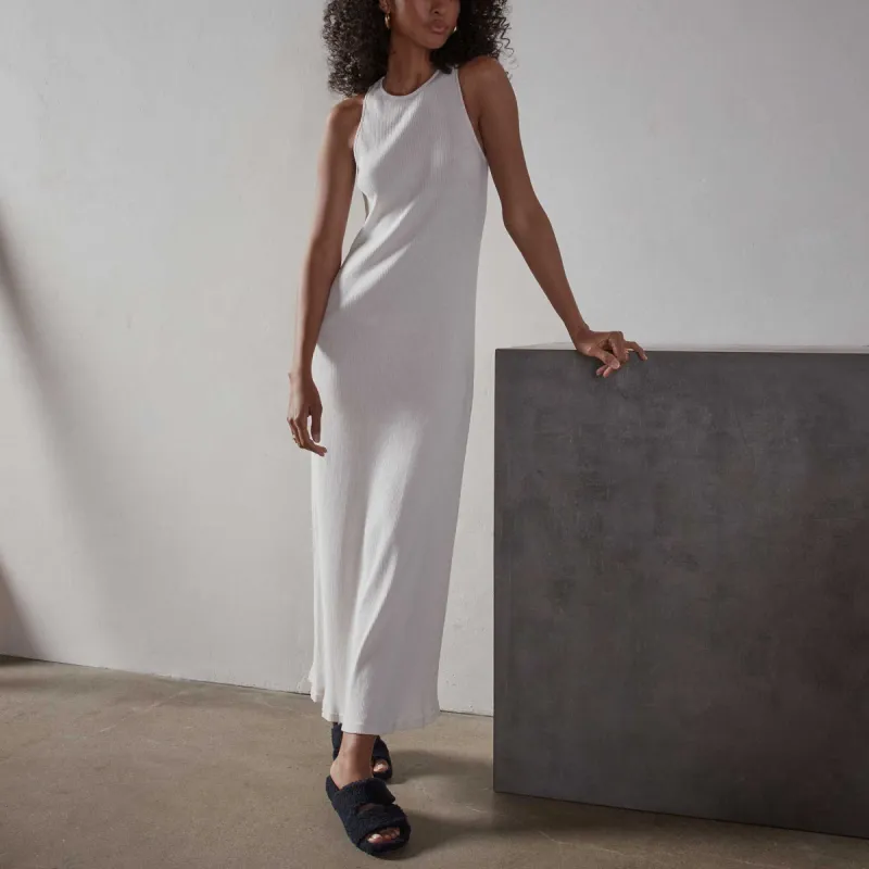 High Neck Ribbed Tank Dress - Oyster sold by James Perse