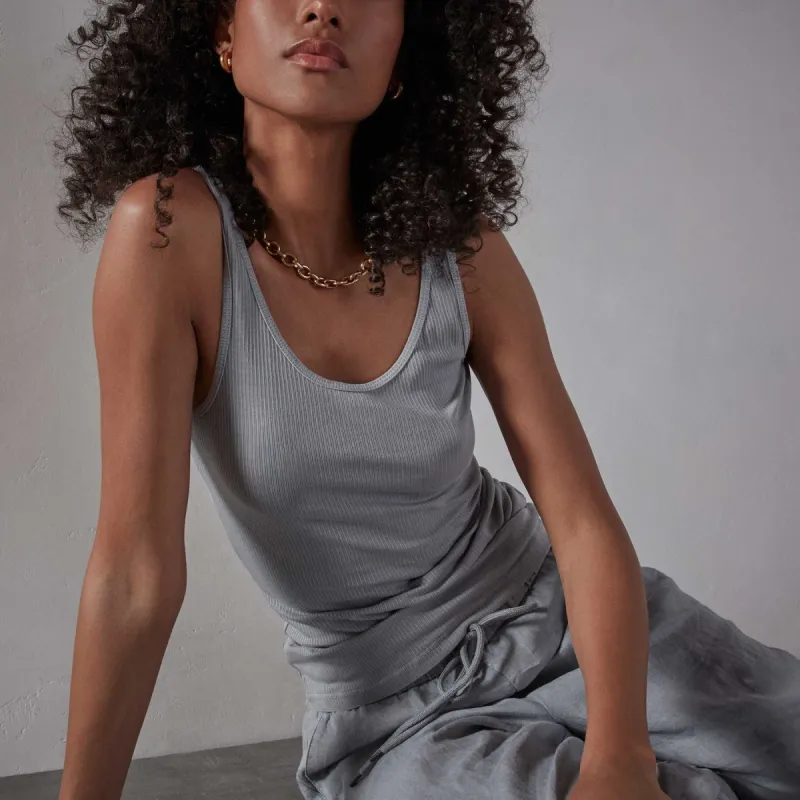 Ribbed Daily Tank - Breeze Pigment sold by James Perse