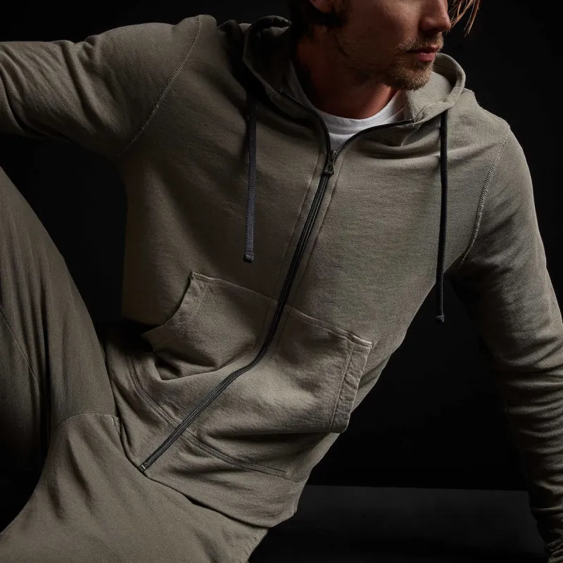 Vintage French Terry Zip Up Hoodie - Fume Pigment sold by James Perse