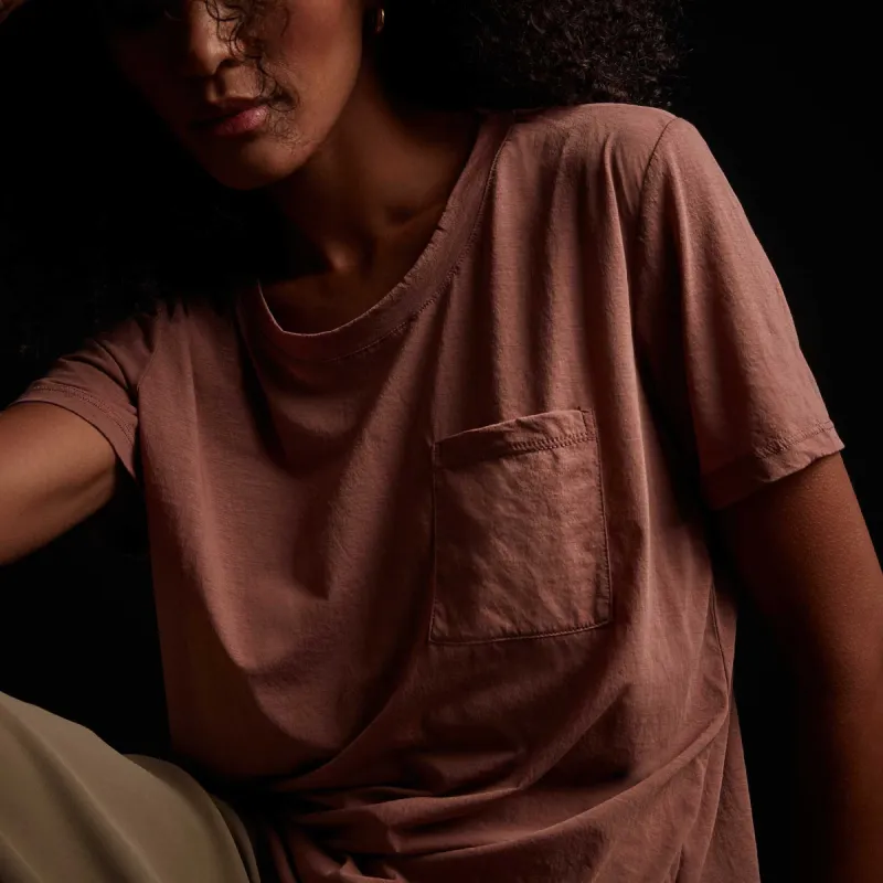 Stretch Jersey Short Sleeve Pocket Tee - Redrock sold by James Perse