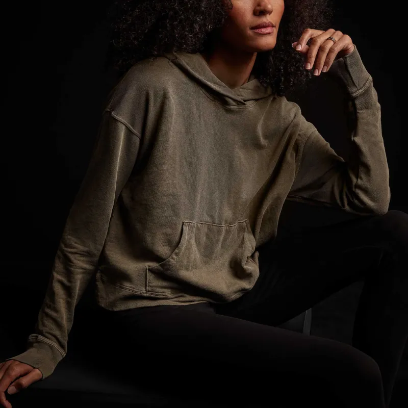 Vintage French Terry Cropped Hoodie - Old Whiskey Pigment sold by James Perse