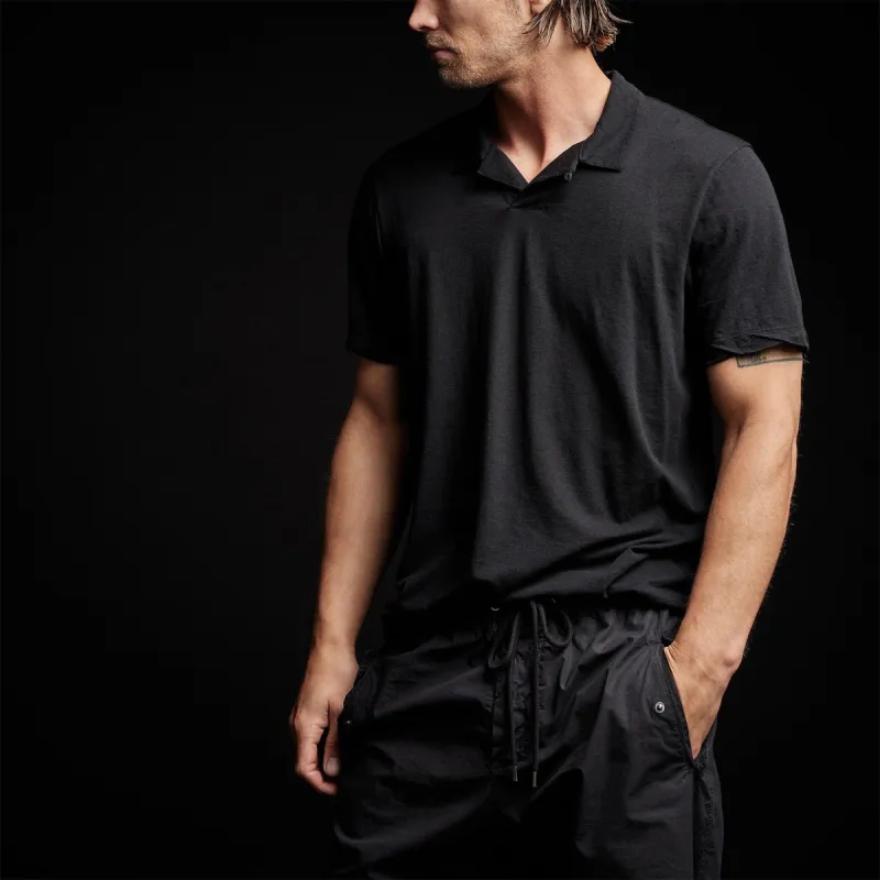 Cotton Linen Polo - Black sold by James Perse
