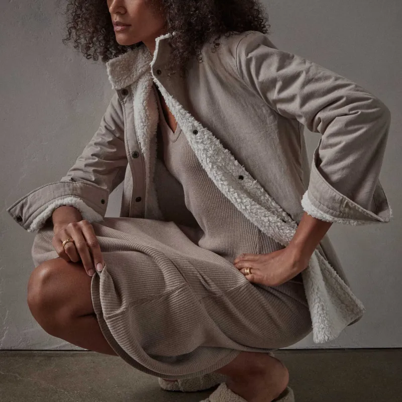 Sherpa Lined Shirt Jacket - Mineral Pigment sold by James Perse