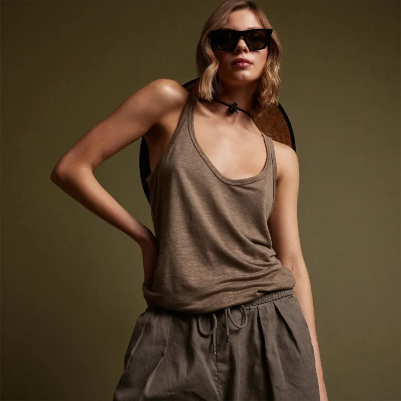 Linen Jersey Tank - Old Gold sold by James Perse
