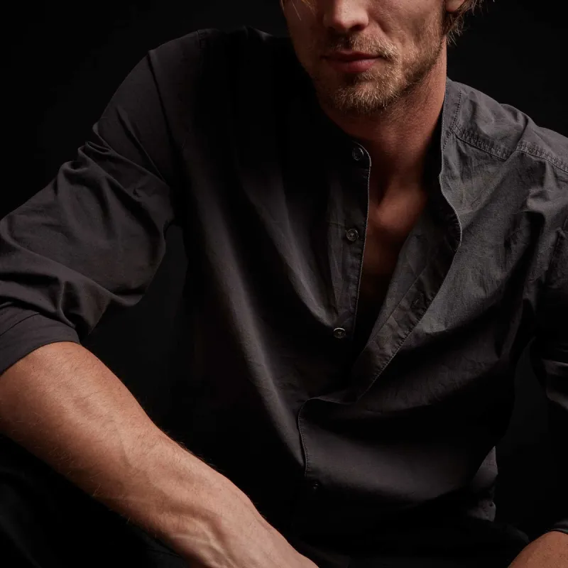 Cotton Linen Button Front Shirt - Magma Pigment sold by James Perse