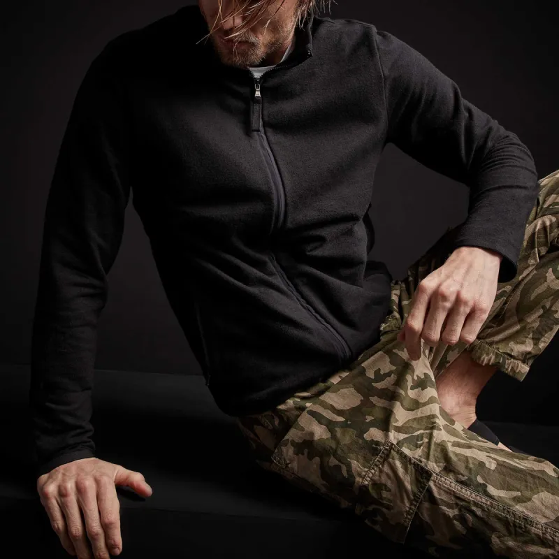 Brushed Terry Funnel Neck Jacket - Black sold by James Perse