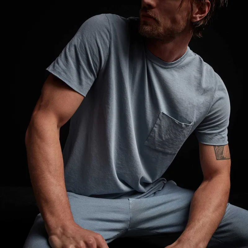 Clear Jersey Short Sleeve Pocket Crew - Bluestone Pigment sold by James Perse