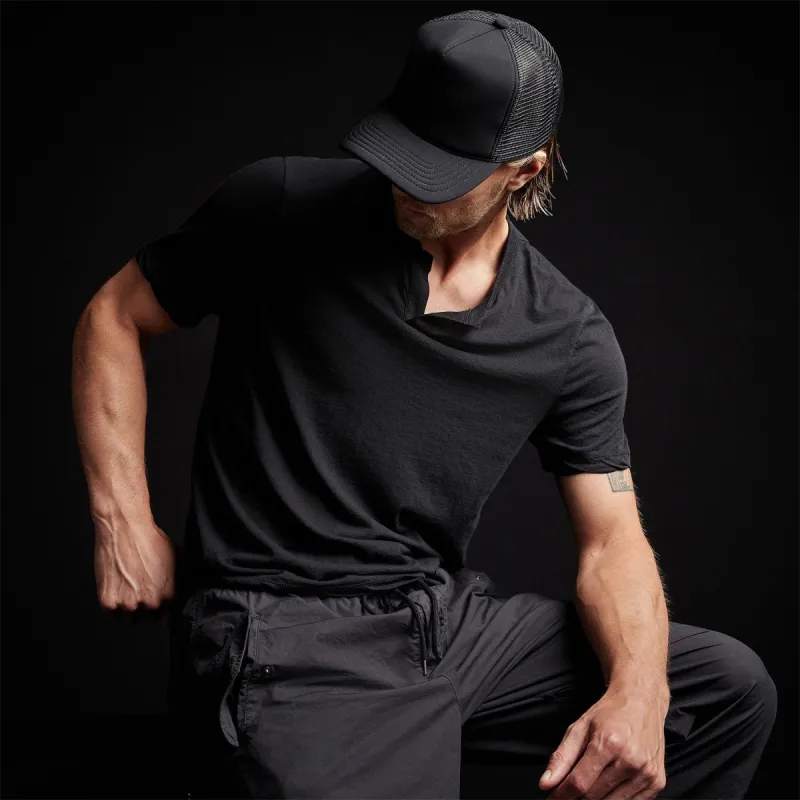 Oasis Linen Henley - Black sold by James Perse