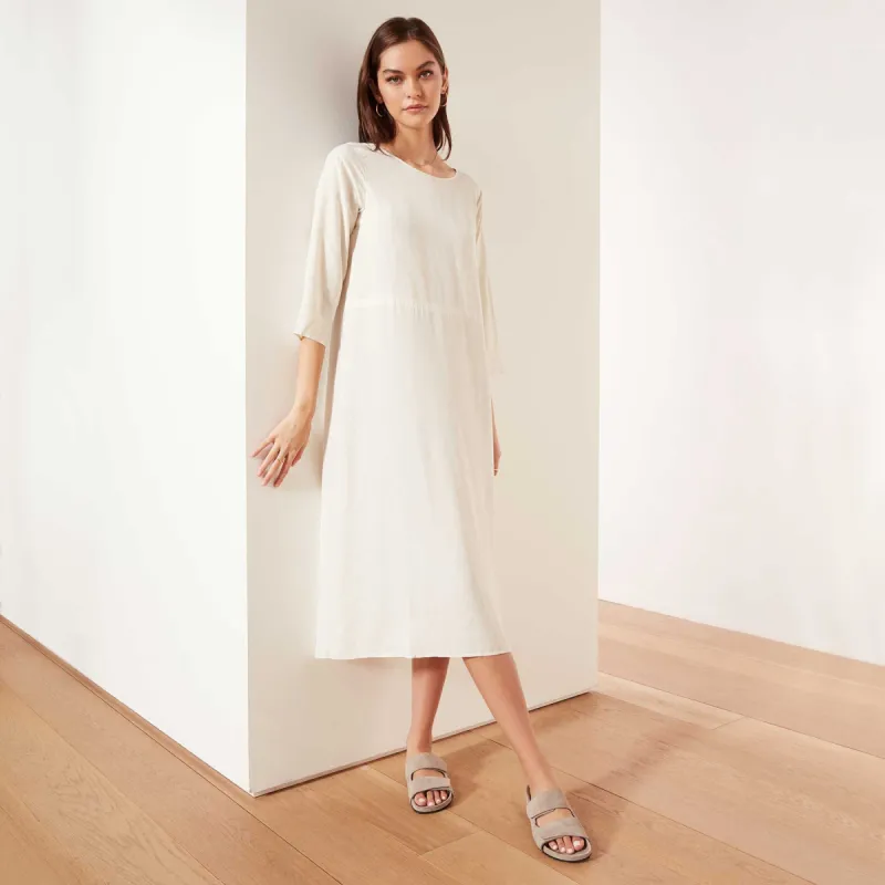 Micro Suede Split Back Shift Dress - Alabaster sold by James Perse