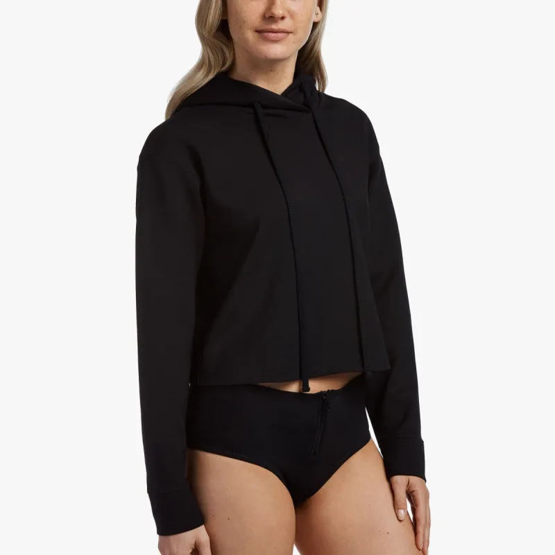 Cropped Hoodie With Flocking - Black/Black sold by James Perse