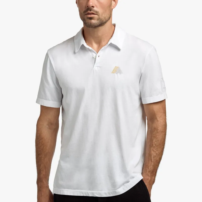 Sueded Jersey Mountain Graphic Polo - White sold by James Perse