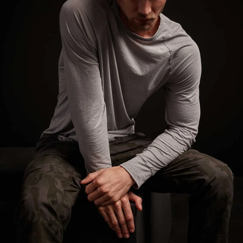 Recycled Lotus Jersey Raglan Crew - Ore sold by James Perse