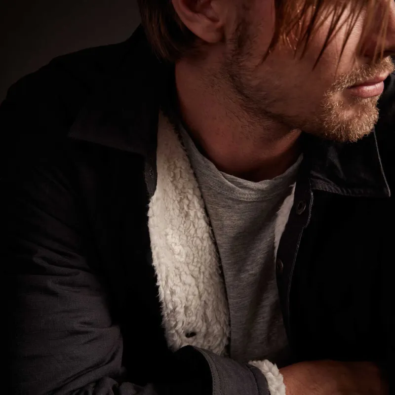 Sherpa Lined Shirt Jacket - Black sold by James Perse