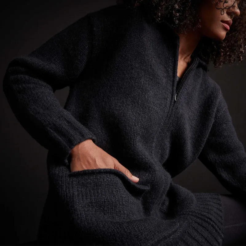 Wool Blend Hooded Full Zip Sweater - Navy sold by James Perse