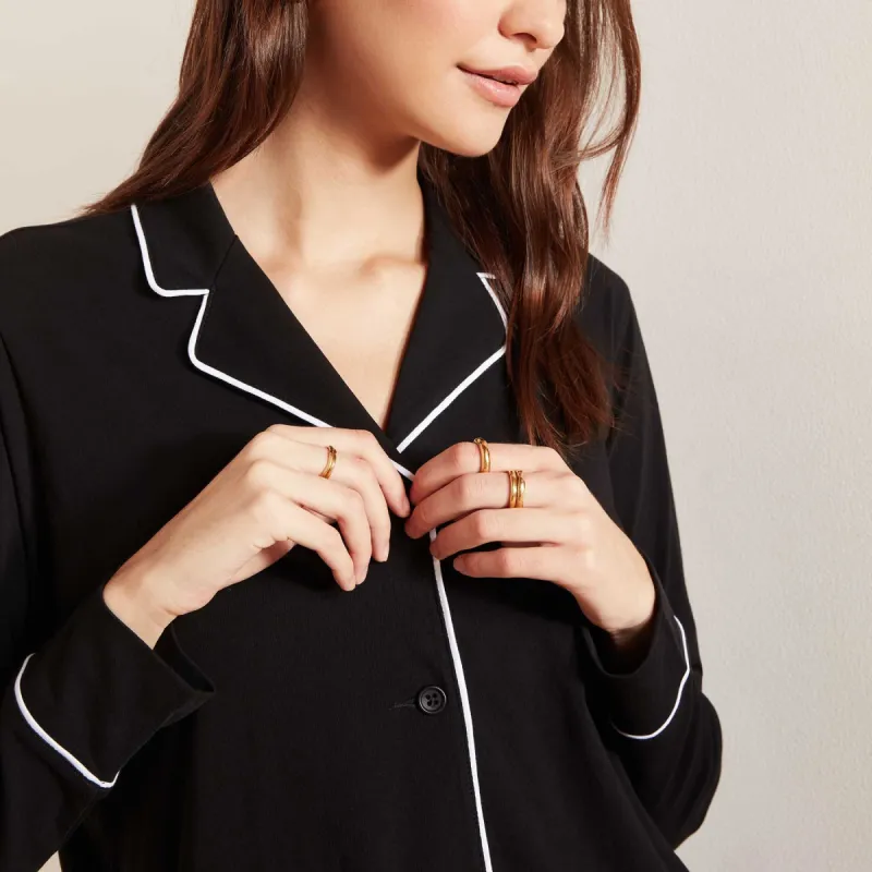 Piped Jersey Pajama Top - Black/White sold by James Perse