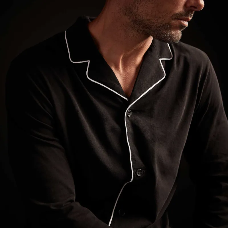 Piped Jersey Pajama Top - Black/White sold by James Perse