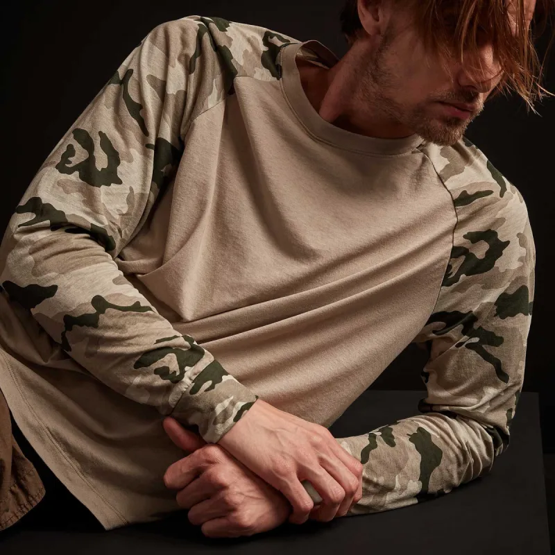 Camo Clear Jersey Raglan - Dapple/Dune Camo made by James Perse