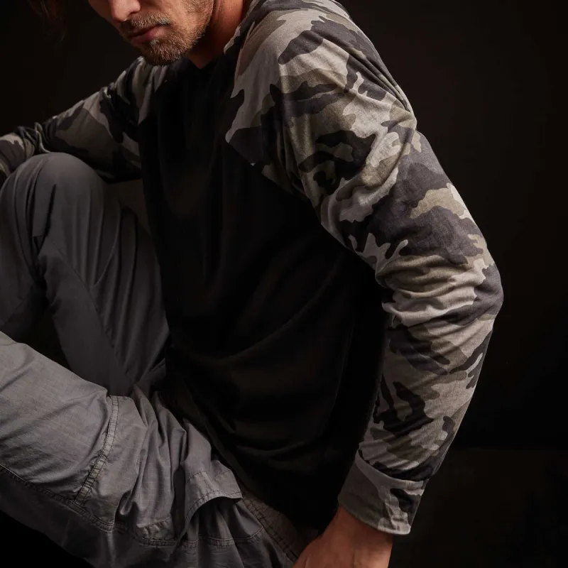 Camo Clear Jersey Raglan - Carbon/Rain Camo made by James Perse