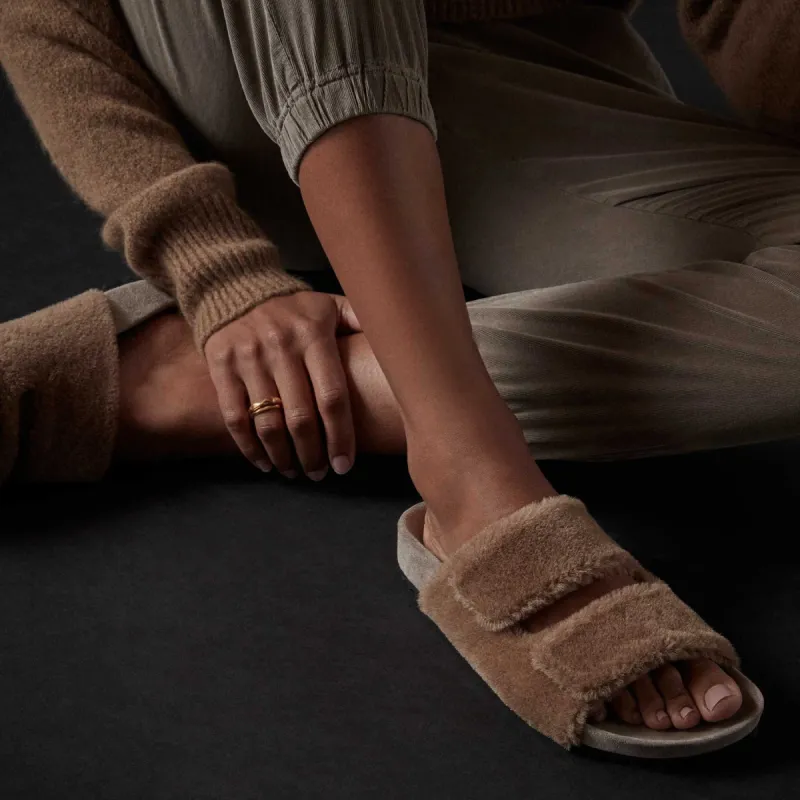 Alpaca Double Strap Slide - Chestnut/Earth sold by James Perse