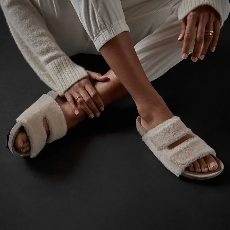 Alpaca Double Strap Slide - Beige/Earth sold by James Perse