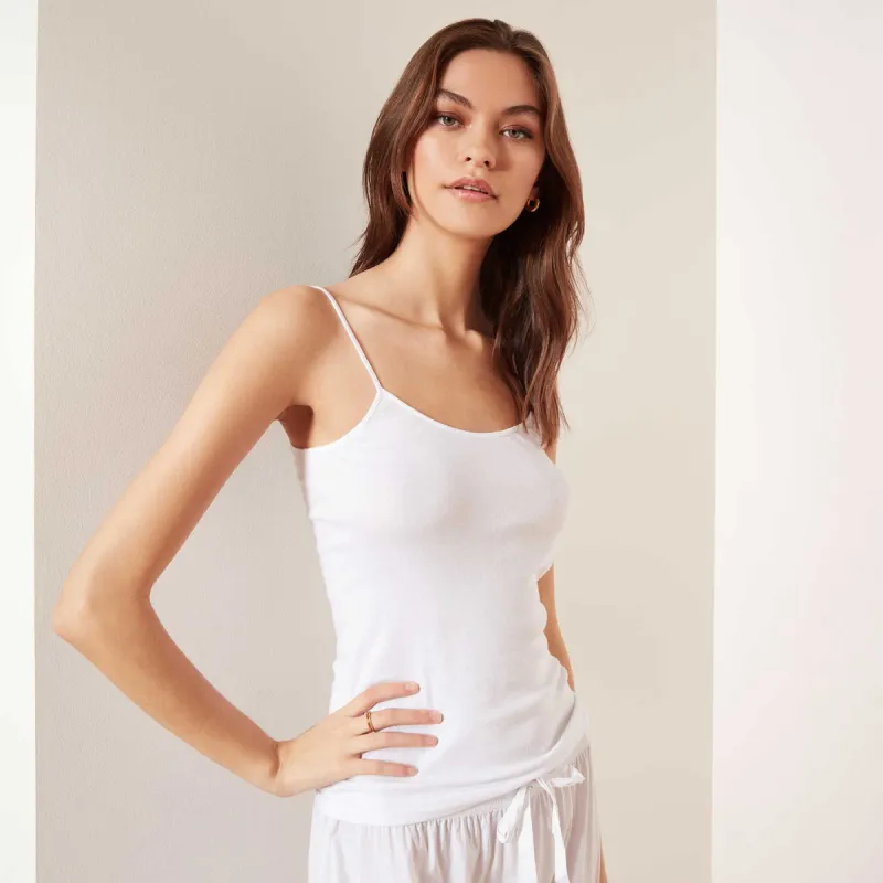Tubular Fine Rib Camisole Tank - White sold by James Perse