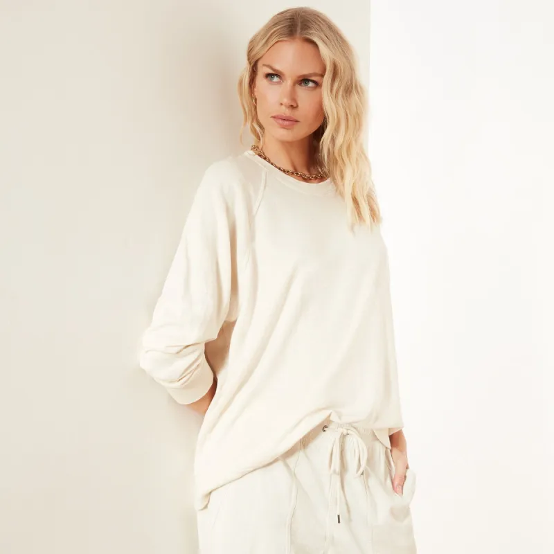 Vintage French Terry Relaxed Sweatshirt - Marshmallow sold by James Perse