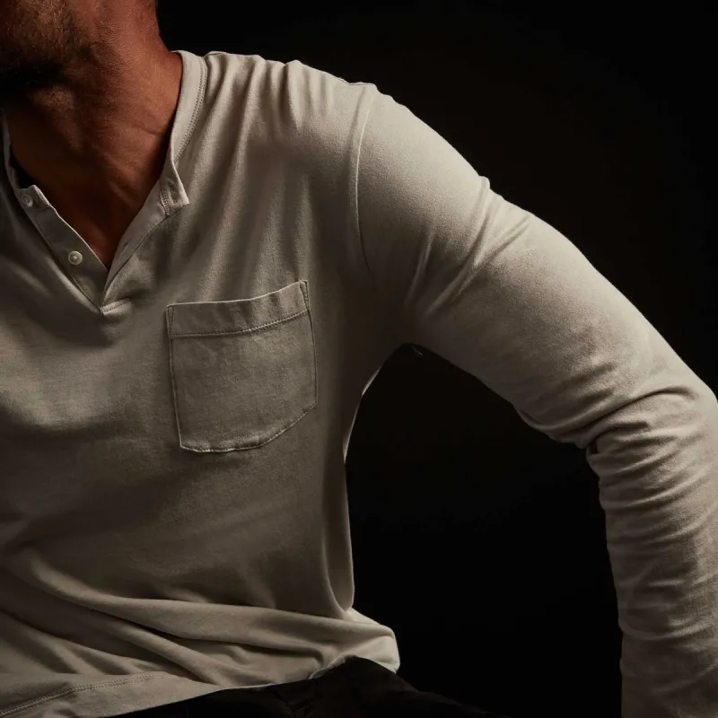 Brushed Lotus Jersey Henley - Aluminum sold by James Perse