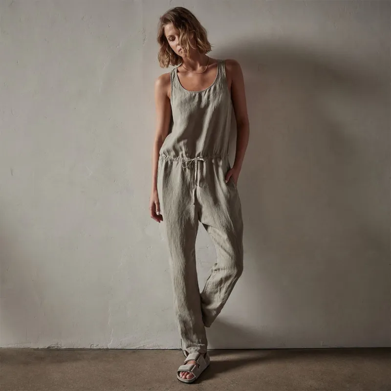 Sleeveless Linen Blend Jumpsuit - Silt Pigment sold by James Perse