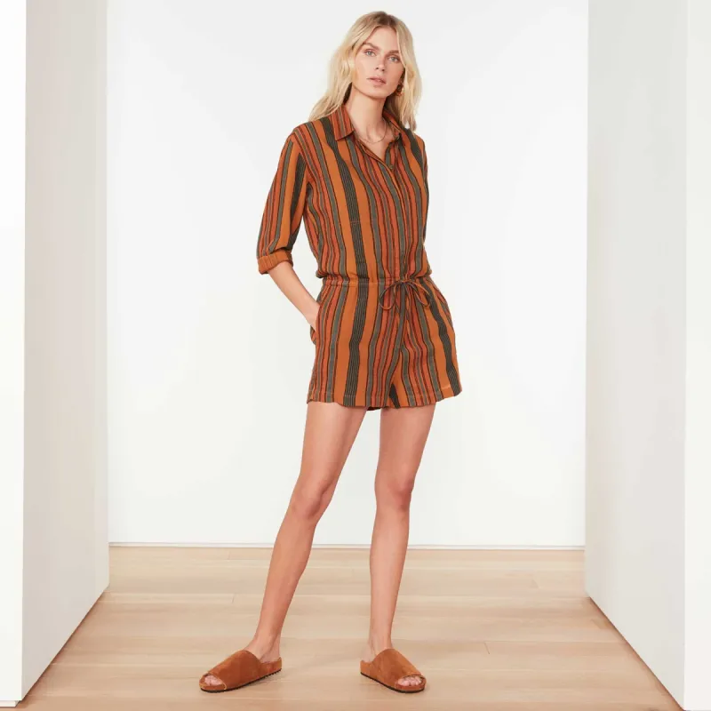 Short Vintage Striped Jumpsuit - Amber Stripe sold by James Perse