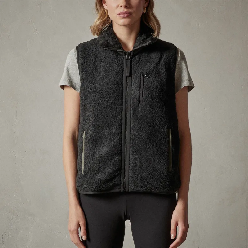 Side Zip Sherpa Vest - Black sold by James Perse