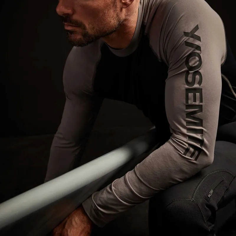 Y/OSEMITE Graphic Performance Knit Raglan - Black/Raccoon Grey sold by James Perse