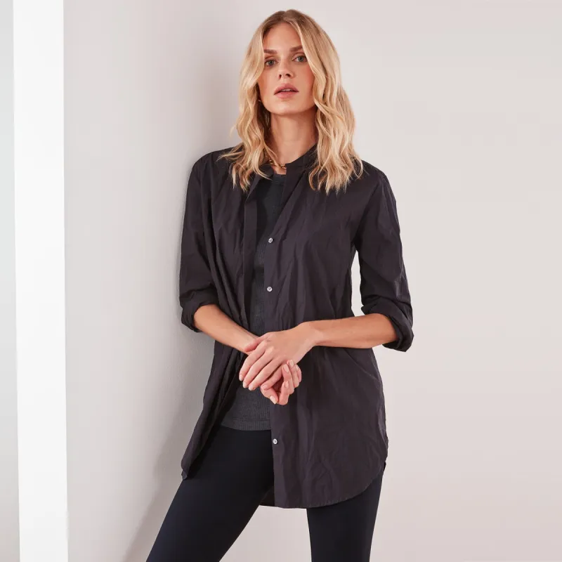 Stretch Poplin Boyfriend Shirt - French Navy sold by James Perse