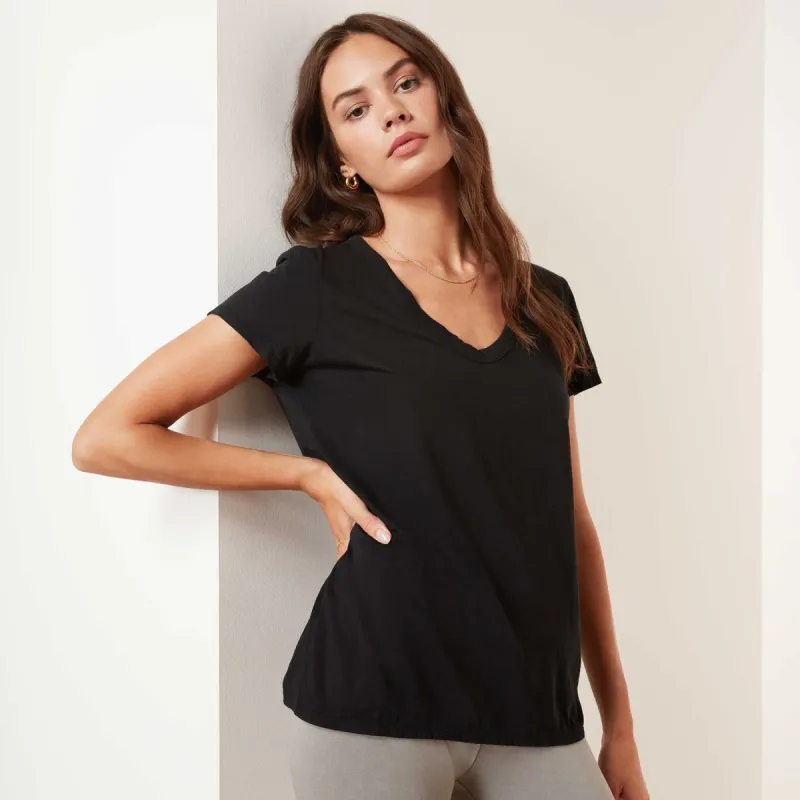 Luxe Lotus Jersey Tee - Black sold by James Perse