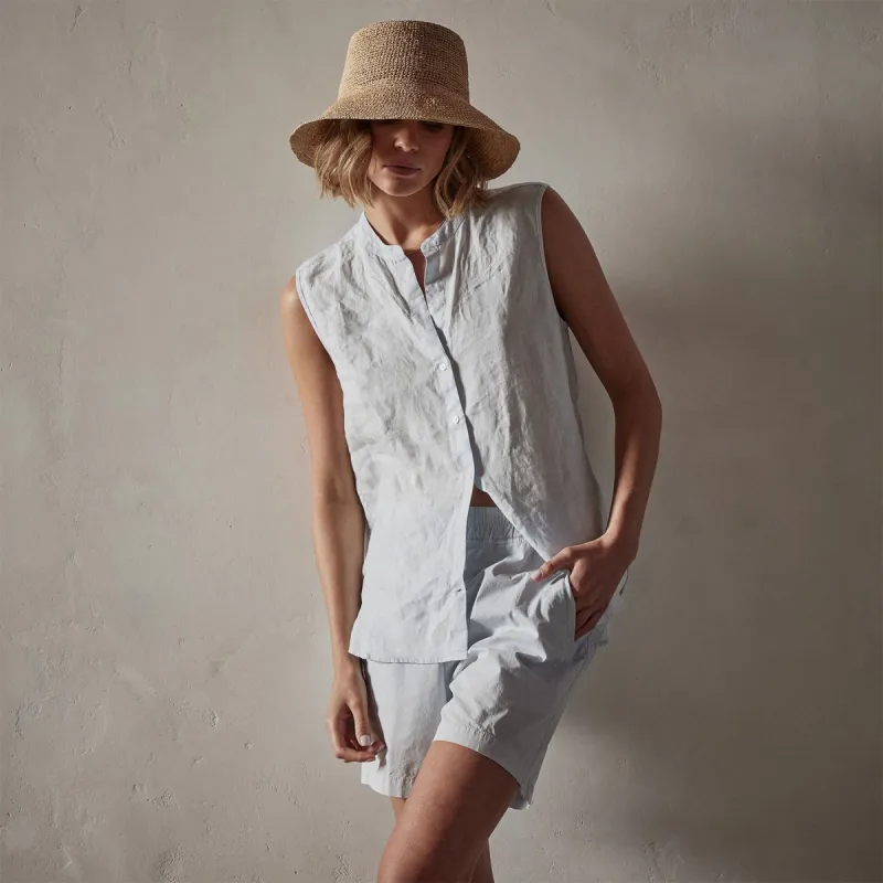 Sleeveless Linen Shirt - Memory Pigment sold by James Perse