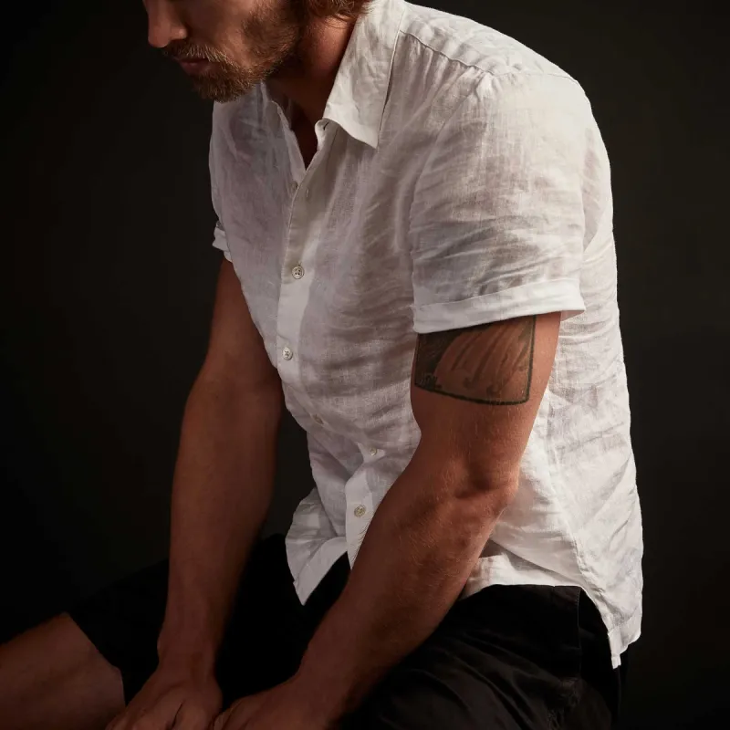 Short Sleeve Linen Shirt - White sold by James Perse