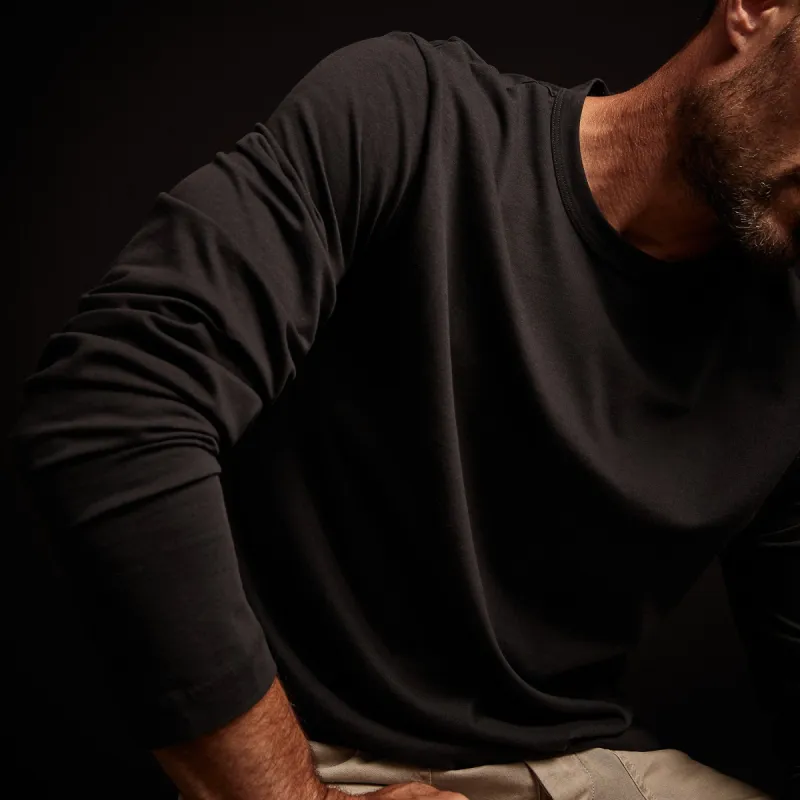 Brushed Cotton Jersey Crew - Black sold by James Perse