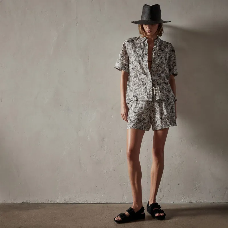 Palm Printed Linen Shirt - Carbon sold by James Perse