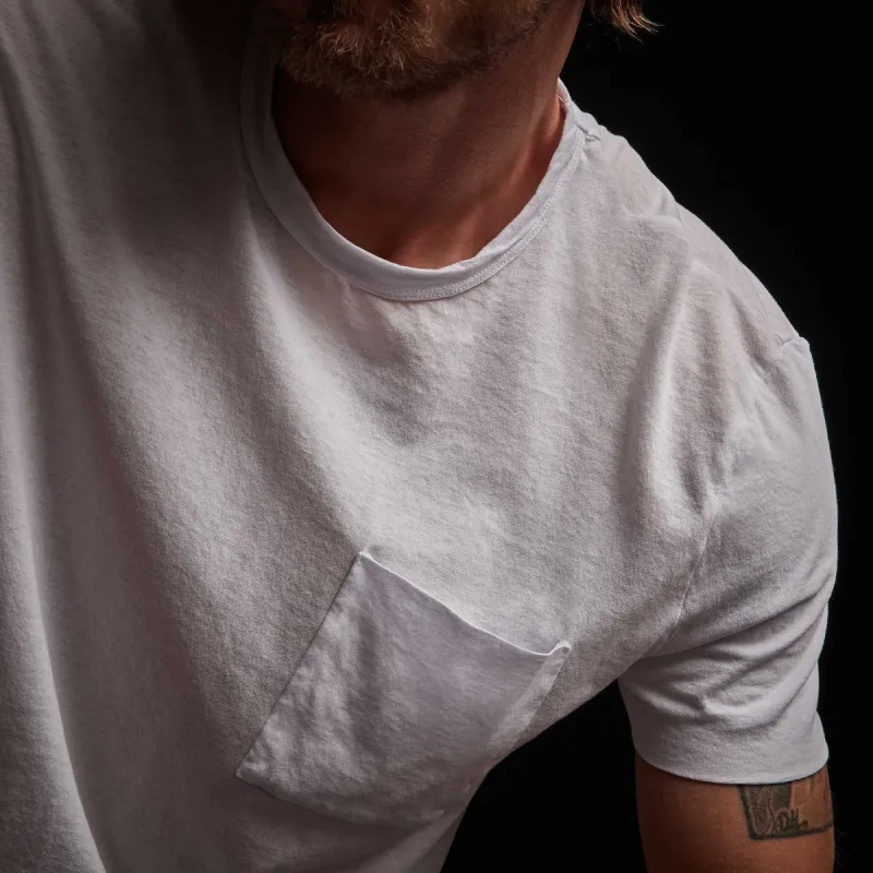 Clear Jersey Short Sleeve Pocket Crew - White sold by James Perse