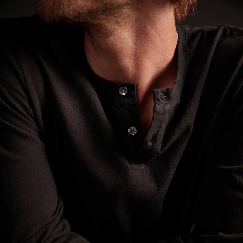 High Twist Jersey Henley - Black sold by James Perse