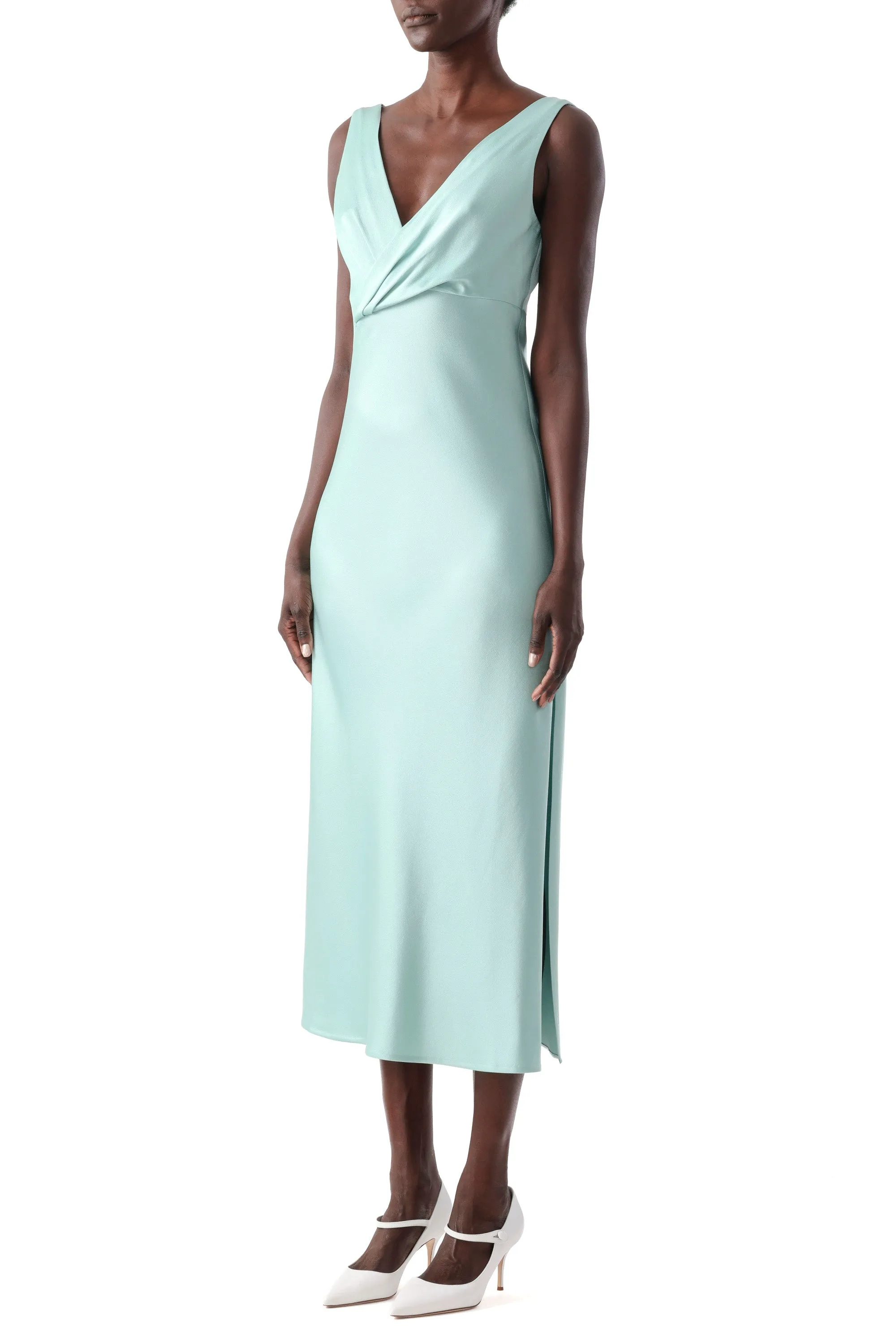 CREPE SATIN DRAPED V-NECK BIAS DRESS sold by Jason Wu product image thumbnail 2