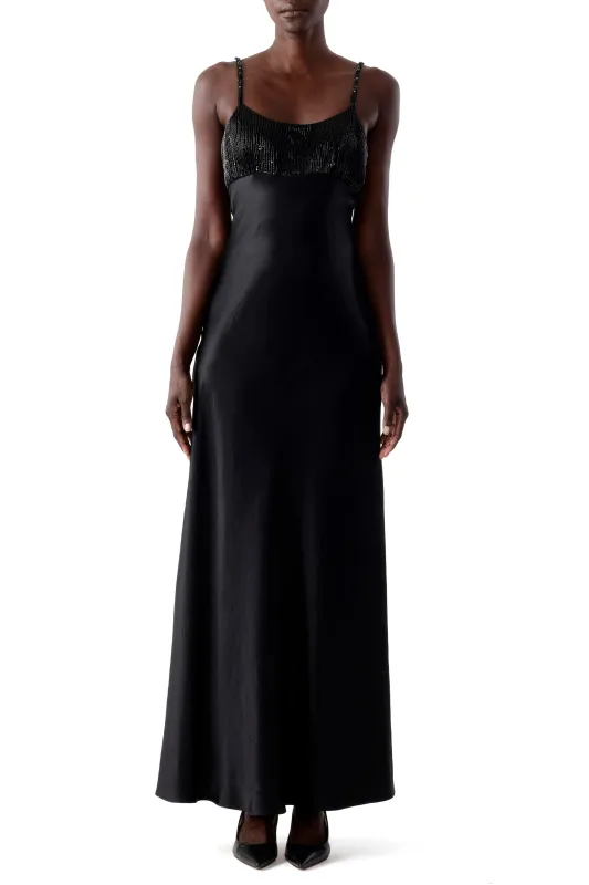 WASHED TWILL BEADED SLIP GOWN made by Jason Wu
