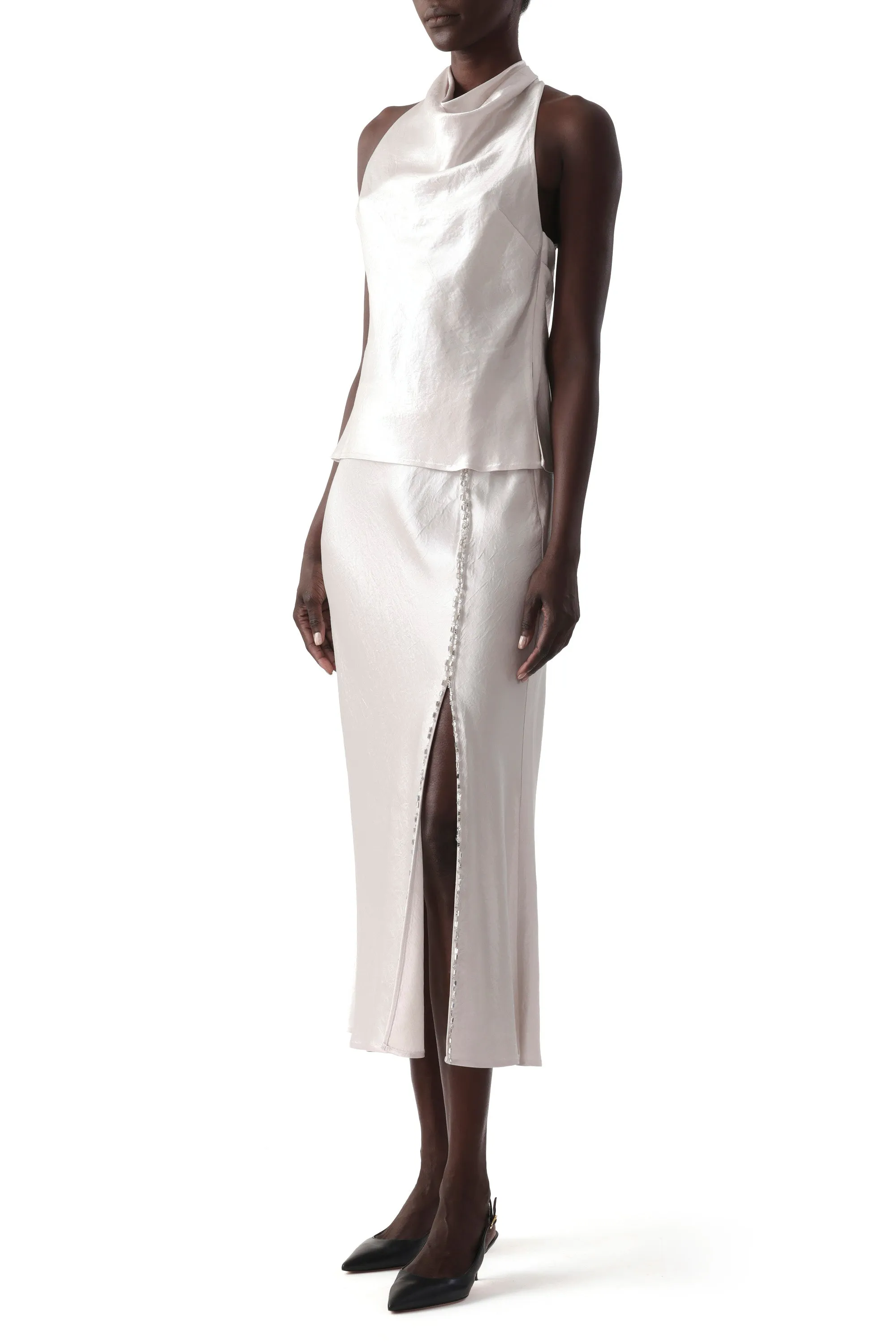 WASHED TWILL BIAS SLIP PENCIL MIDI SKIRT sold by Jason Wu